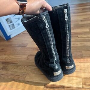 UGG Black Suede Winter Boots with Zipper